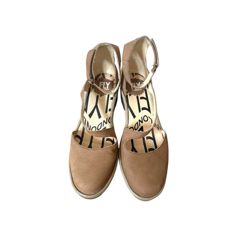 Fly London tan Cupido closed toe ankle strap wedge size 36 US 6 - Picture 2 of 7